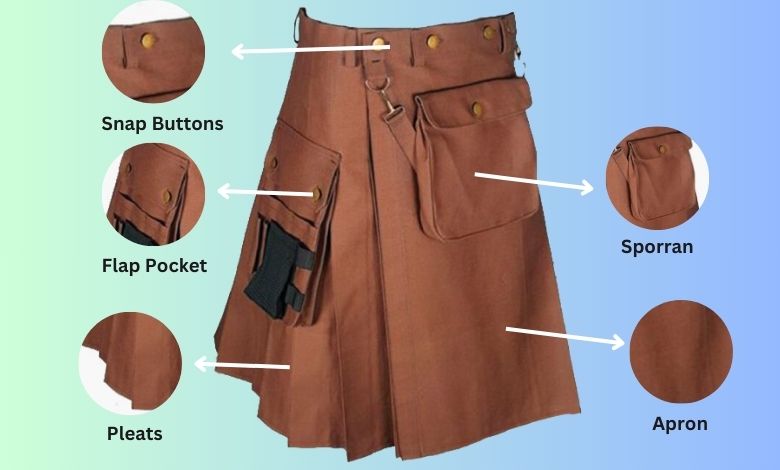 Men's Brown Deluxe Working Utility Kilt