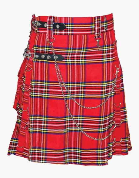 Mens Royal Stewart Gothic Utility Kilt with Chains