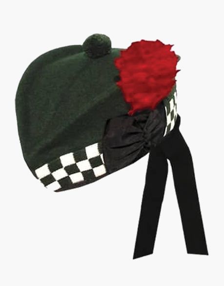 Green Glengarry Hat with White and Black Diced