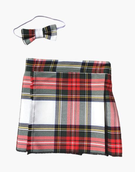 Traditional Dress Steward Kids Tartan Kilt with Bow Tie