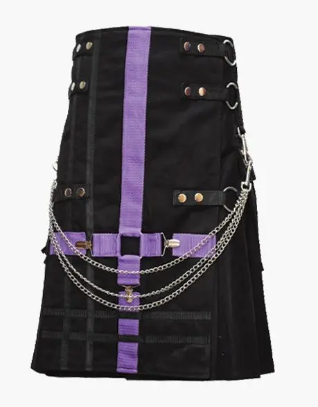 Purple and Black Gothic Utility Kilt with O-ring
