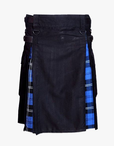 Black & Ramsey Blue Tartan Hybrid Kilt