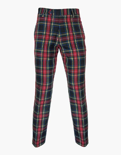 Mens Black Stewart Tartan Plaid Pant