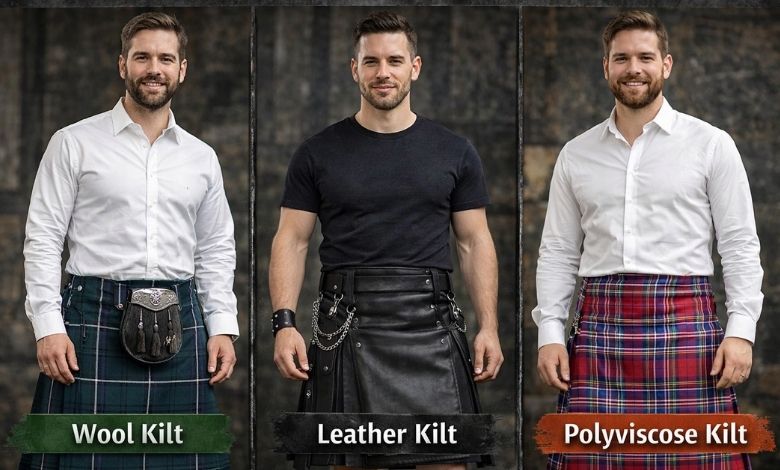 Leather, Wool, or Polyviscose Kilts