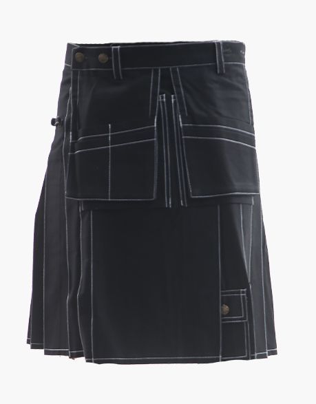Black Working Kilt with White Outer Thread
