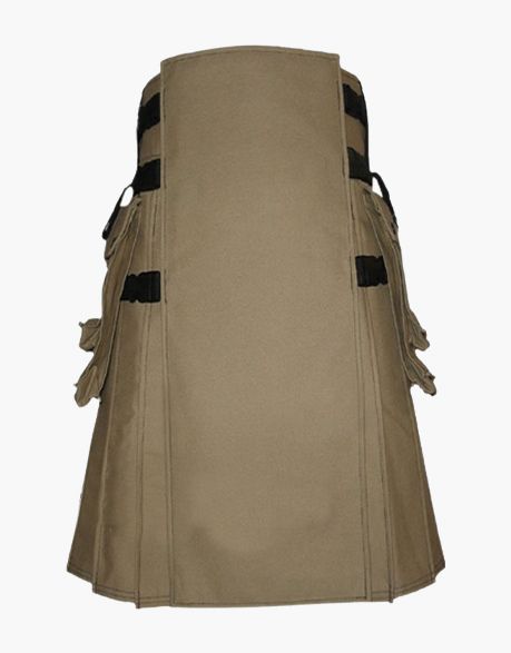 Khaki Utility Kilt with Detachable Apron